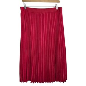 Made by Johnny | Red Pleated Pull-on Waist Midi Skirt Size XXL
